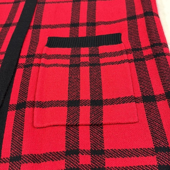 Fashion Open Front Long Red Sweater with Hood Size Large - Picture 8 of 9